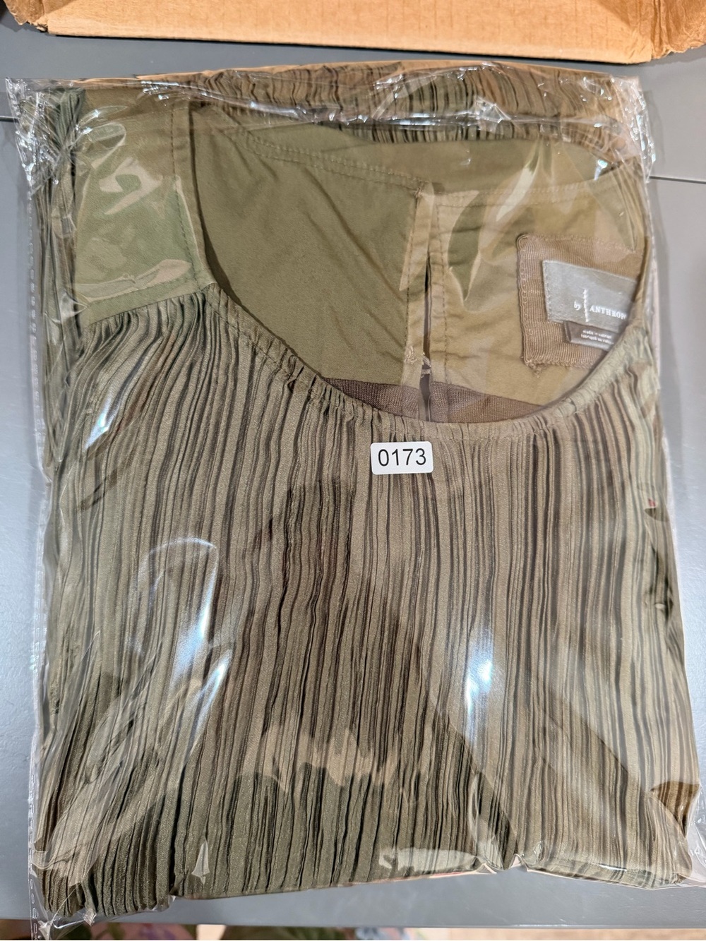 Anthropologie Olive Plissé Mini Dress Size M Sleeveless Pleated Swing Shift - Picture 10 of 10